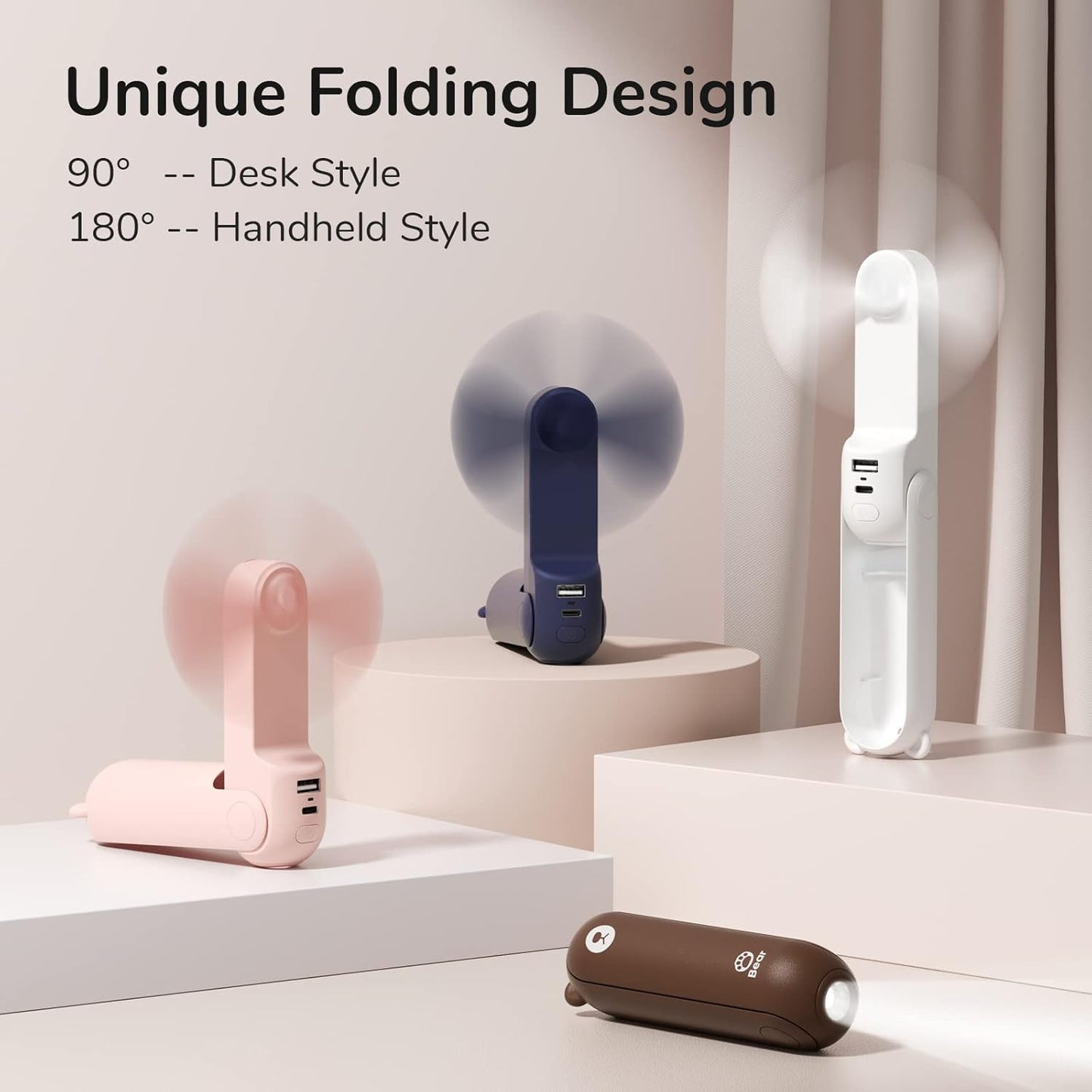 Portable 3-in-1 Pocket Fan with Power Bank