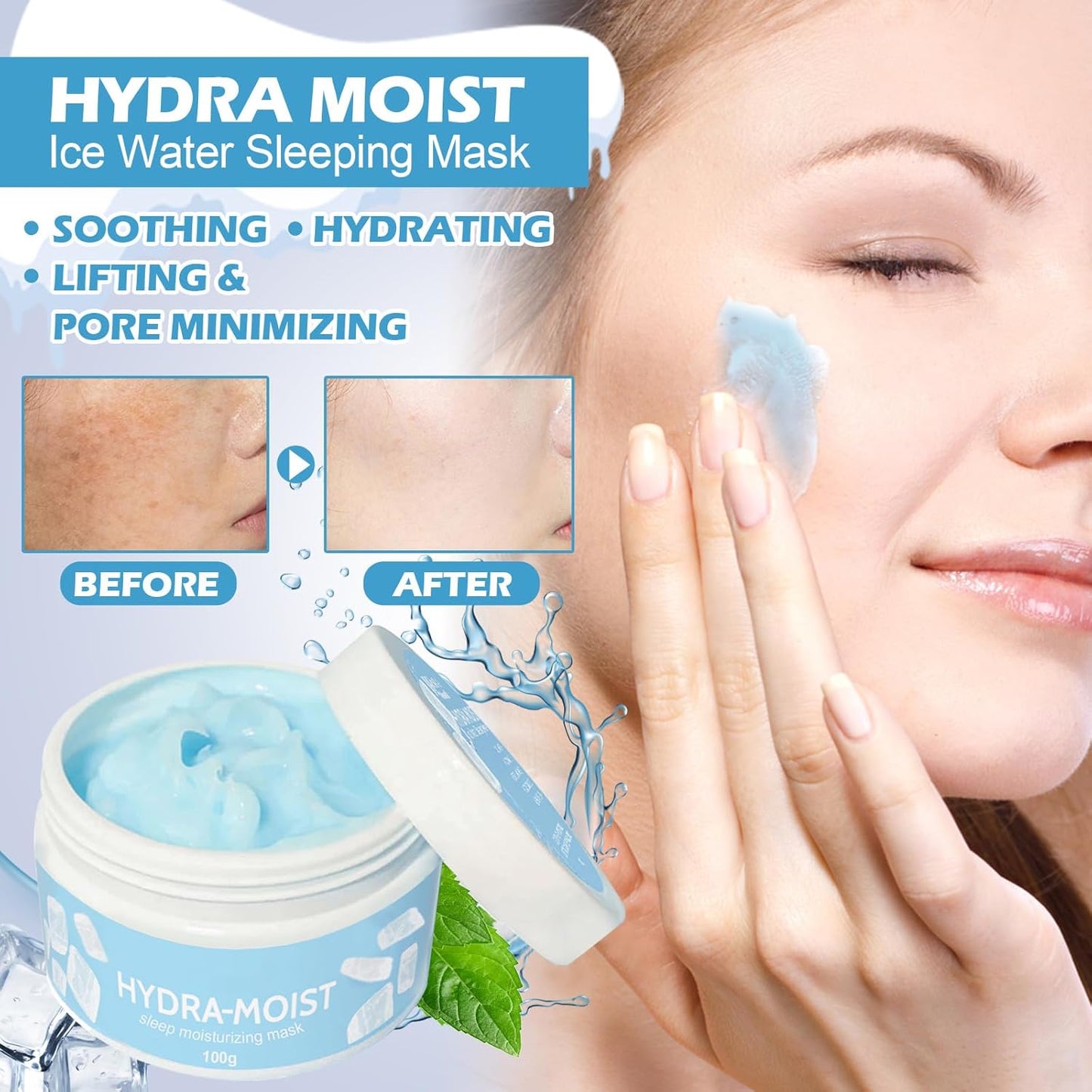 Beauty Hydra Moist Ice Water Sleeping Mask, Hydramoist Ice Water Sleeping Mask, Moisturizer Skin Care Lotion Cream, Hidrata Profundamente Para Aliviar La Sequedad Y La Falta De Brillo (#2)