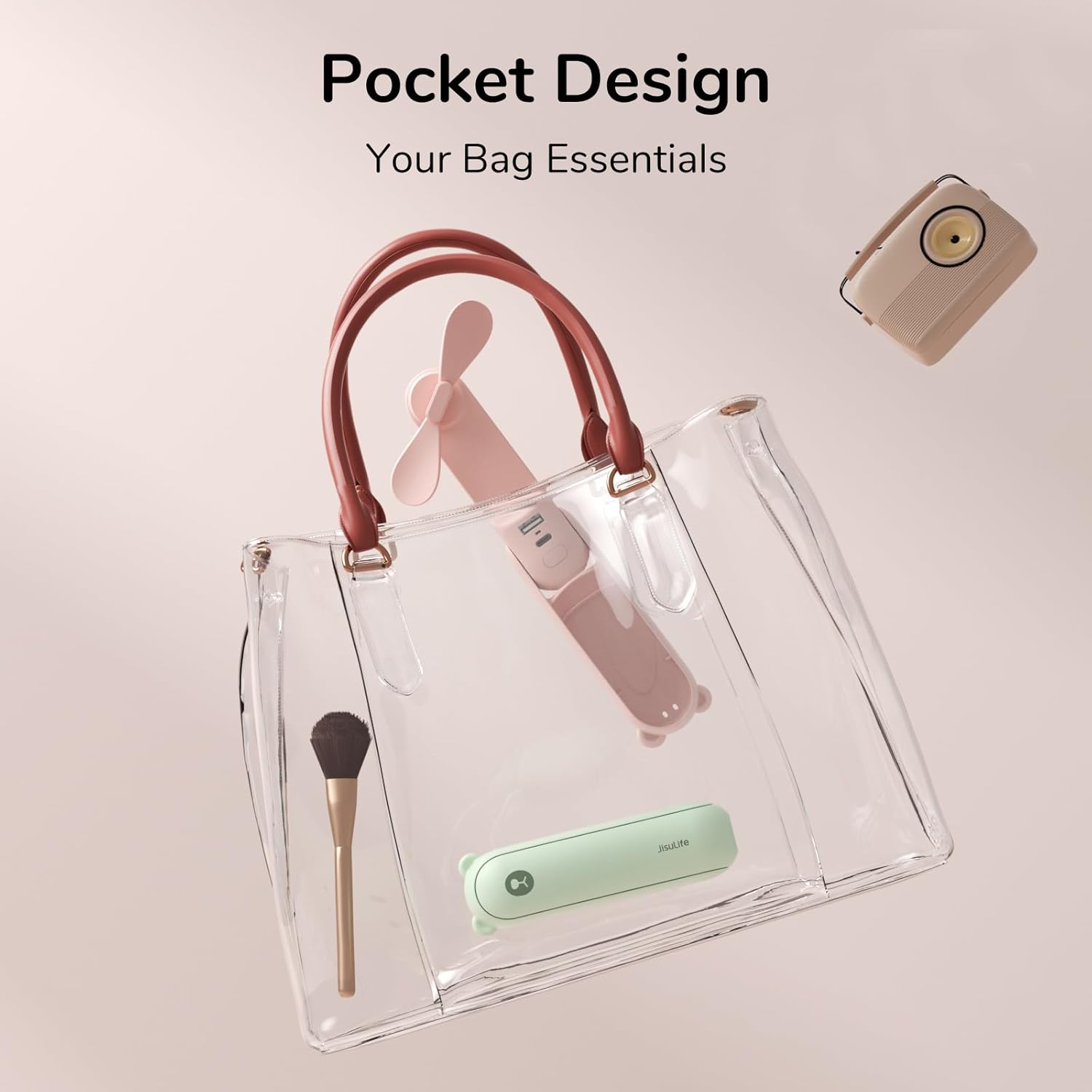 Portable 3-in-1 Pocket Fan with Power Bank