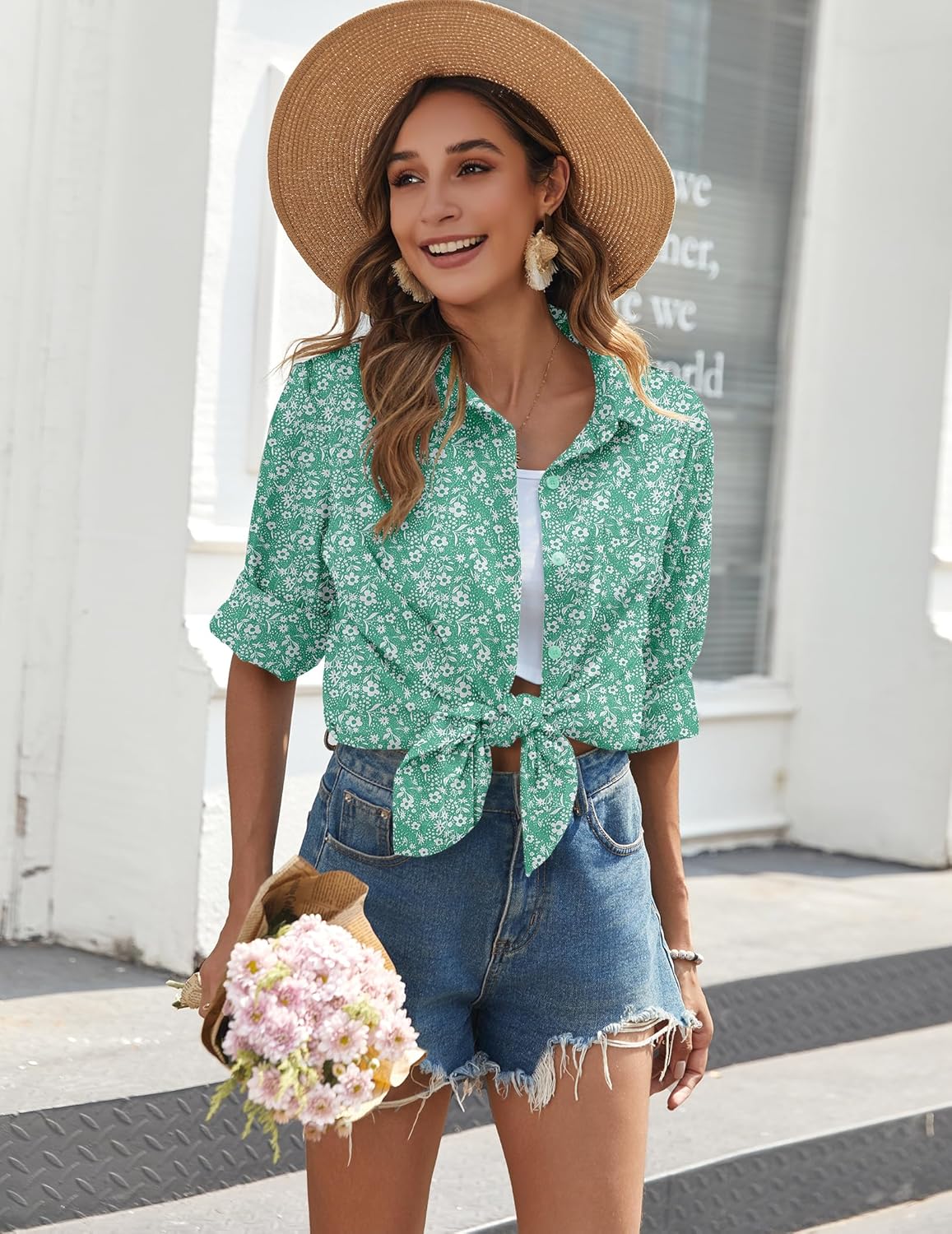 Zeagoo - Camisa Oversize de Gasa de Algodón