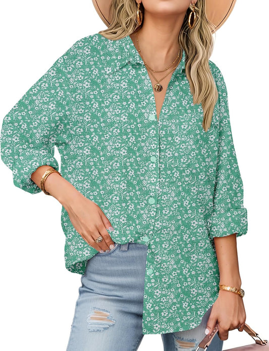 Zeagoo - Camisa Oversize de Gasa de Algodón