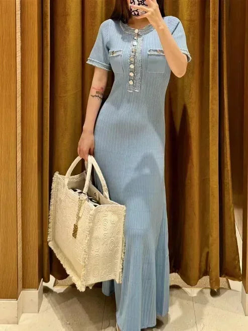 Vestido 'Mosaico' de Punto y Denim