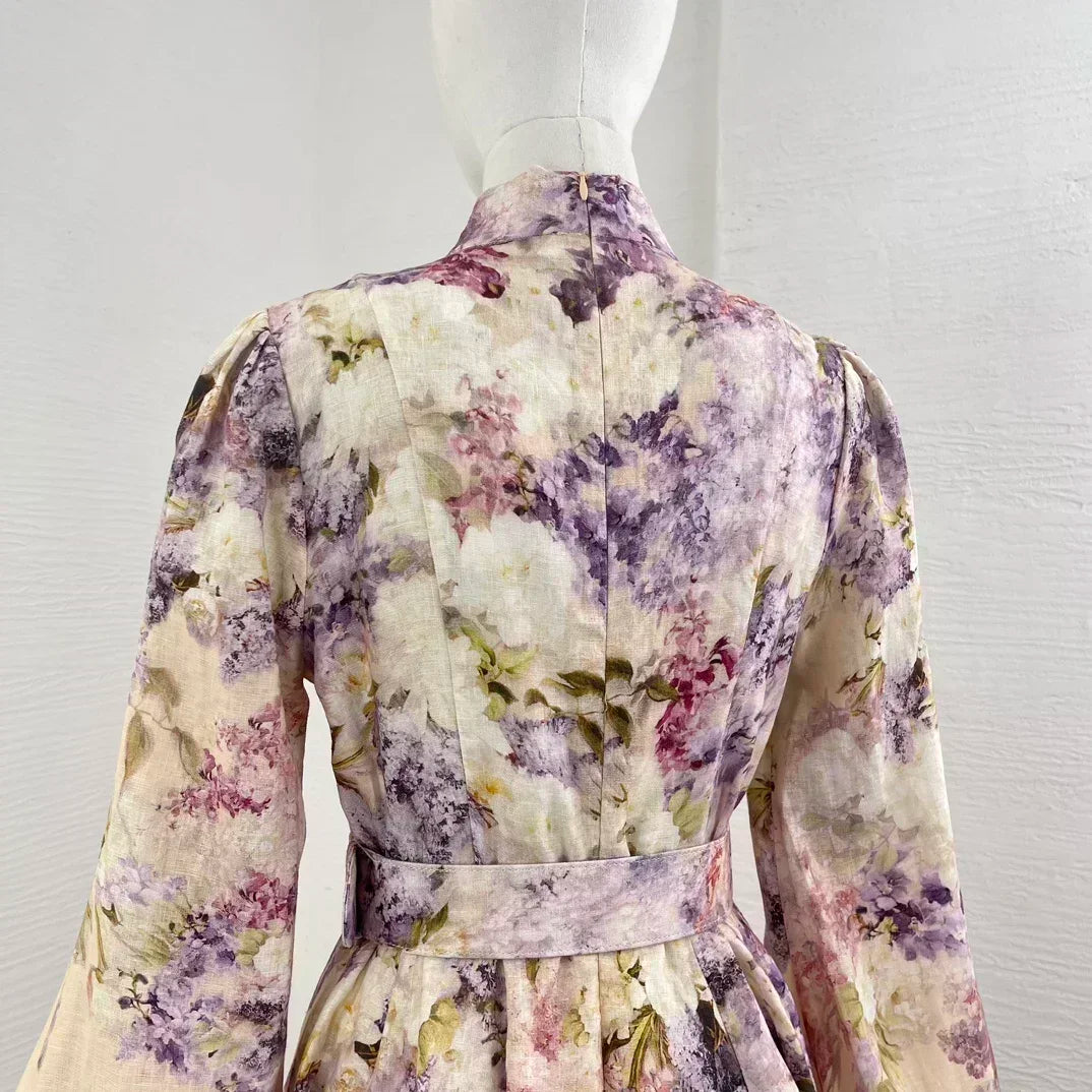 Vestido 'Fiesta Floral' de Fibra Natural con Corte Evasé