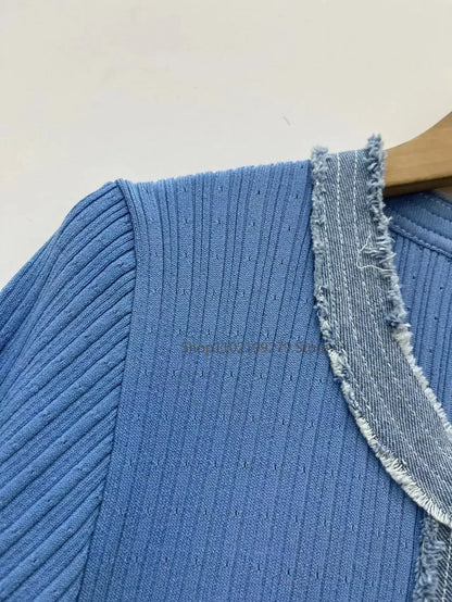Vestido 'Mosaico' de Punto y Denim