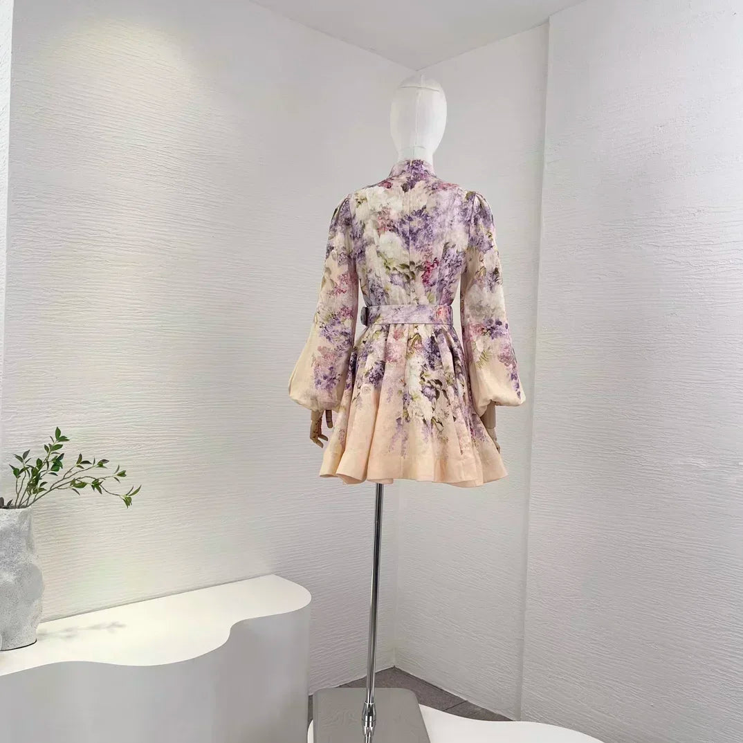 Vestido 'Fiesta Floral' de Fibra Natural con Corte Evasé