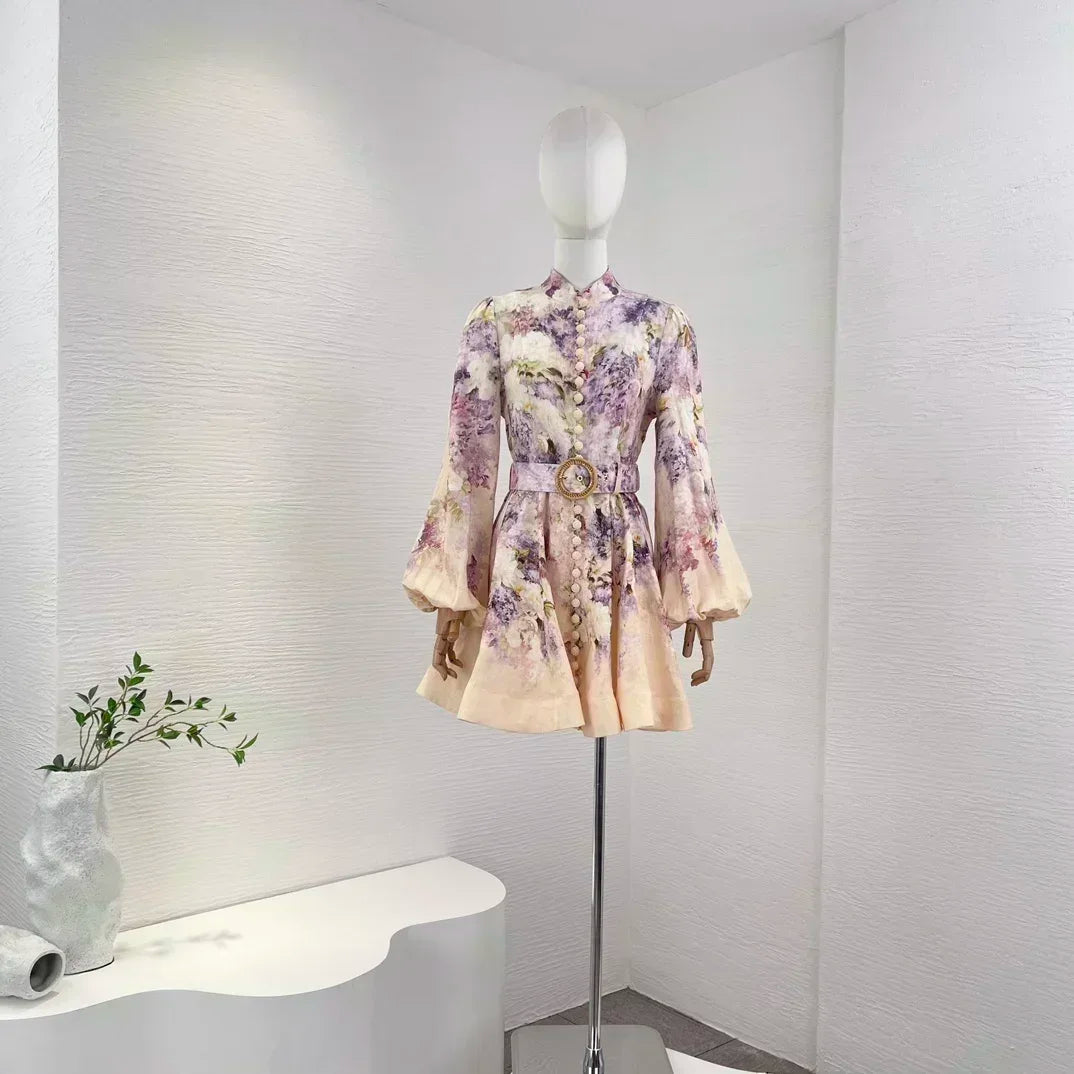Vestido 'Fiesta Floral' de Fibra Natural con Corte Evasé