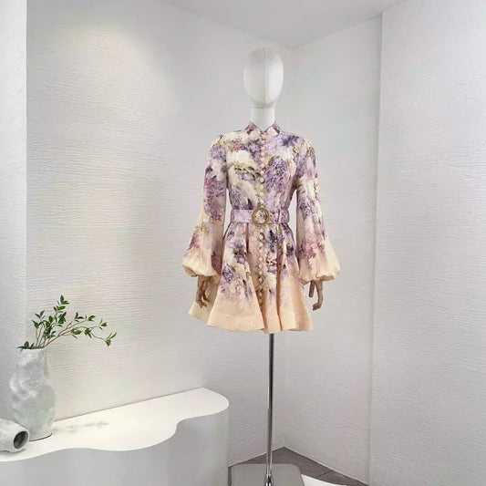 Vestido 'Fiesta Floral' de Fibra Natural con Corte Evasé