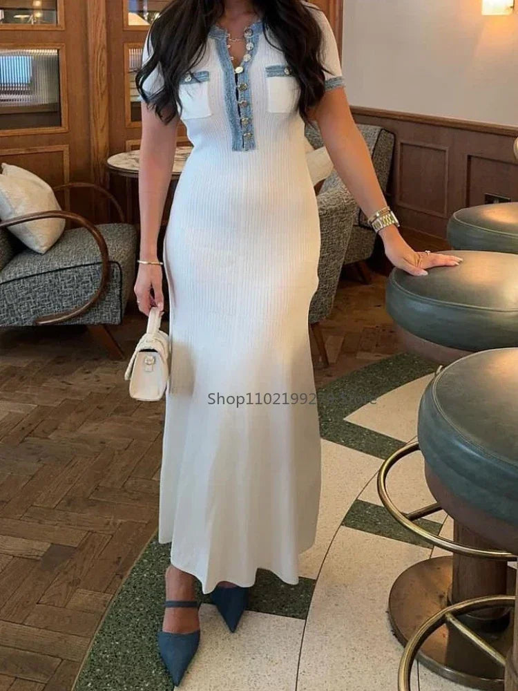 Vestido 'Mosaico' de Punto y Denim