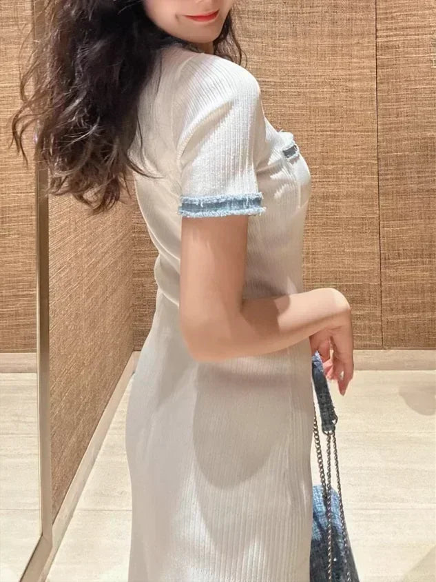 Vestido 'Mosaico' de Punto y Denim