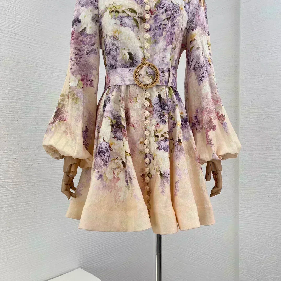 Vestido 'Fiesta Floral' de Fibra Natural con Corte Evasé