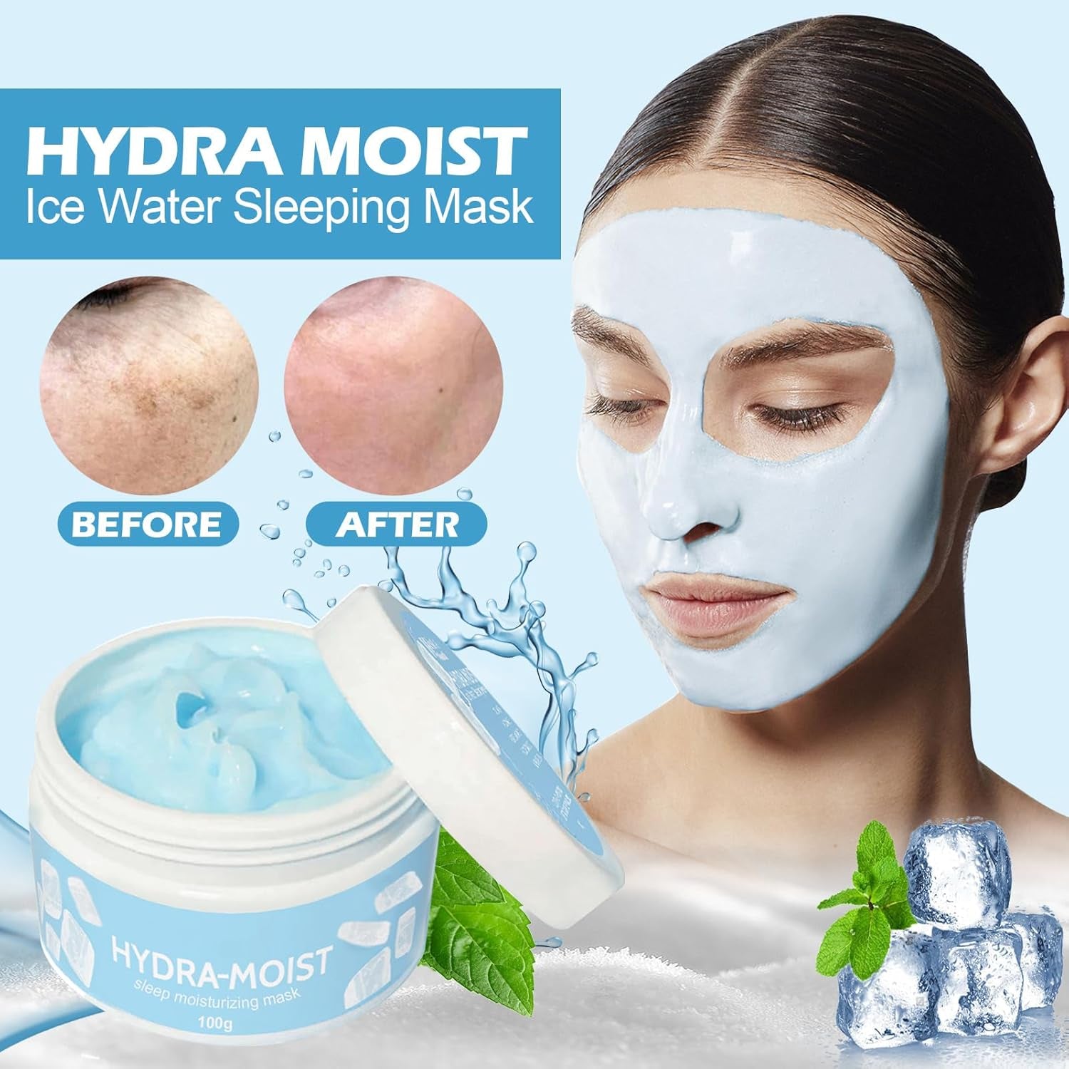 Beauty Hydra Moist Ice Water Sleeping Mask, Hydramoist Ice Water Sleeping Mask, Moisturizer Skin Care Lotion Cream, Hidrata Profundamente Para Aliviar La Sequedad Y La Falta De Brillo (#2)